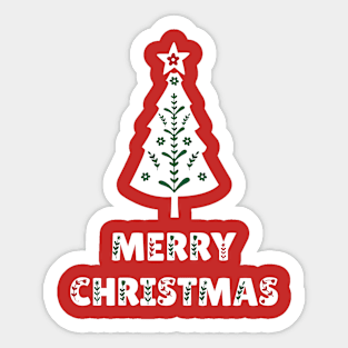 Scandinavian Christmas Tree, Red Green White Sticker